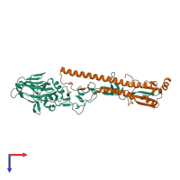 PDB entry 3eyj coloured by chain, top view.