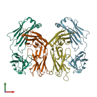 PDB entry 3eyo coloured by chain, front view.