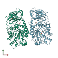 PDB entry 3eyp coloured by chain, front view.