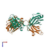 PDB entry 3eyq coloured by chain, top view.
