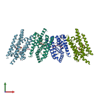 PDB entry 3ez0 coloured by chain, front view.