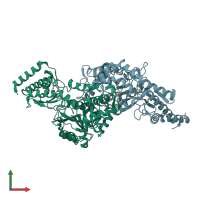 PDB entry 3ez1 coloured by chain, front view.