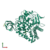 PDB entry 3ez8 coloured by chain, front view.