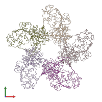 PDB entry 3ezk coloured by chain, front view.