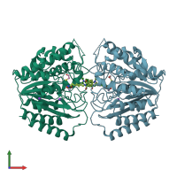 PDB entry 3ezp coloured by chain, front view.