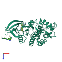 PDB entry 3ezr coloured by chain, top view.