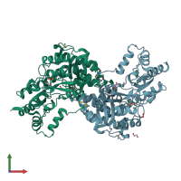 PDB entry 3ezs coloured by chain, front view.