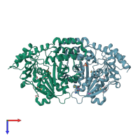 PDB entry 3ezs coloured by chain, top view.