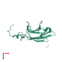 PDB entry 3f00 coloured by chain, top view.