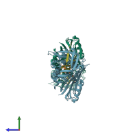 PDB entry 3f02 coloured by chain, side view.