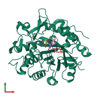 PDB entry 3f03 coloured by chain, front view.