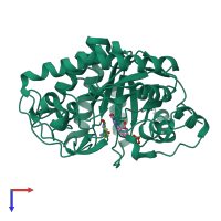 PDB entry 3f03 coloured by chain, top view.