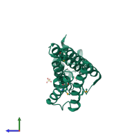 PDB entry 3f0c coloured by chain, side view.
