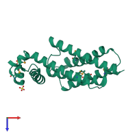 PDB entry 3f0c coloured by chain, top view.