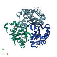 PDB entry 3f0e coloured by chain, front view.