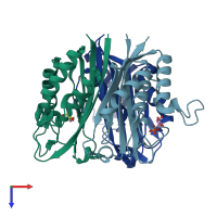 PDB entry 3f0f coloured by chain, top view.