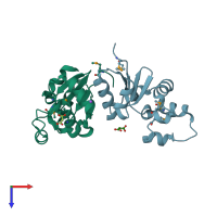 PDB entry 3f0i coloured by chain, top view.