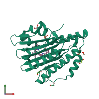 PDB entry 3f0m coloured by chain, front view.