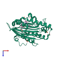 PDB entry 3f0m coloured by chain, top view.