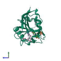 PDB entry 3f0s coloured by chain, side view.