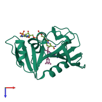 PDB entry 3f0s coloured by chain, top view.