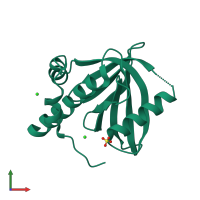 PDB entry 3f0w coloured by chain, front view.