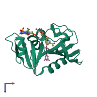PDB entry 3f0x coloured by chain, top view.