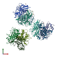 PDB entry 3f0y coloured by chain, front view.