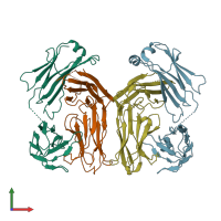 PDB entry 3f12 coloured by chain, front view.