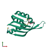 PDB entry 3f14 coloured by chain, front view.