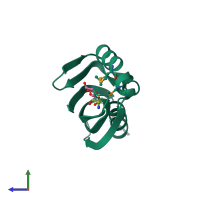 PDB entry 3f14 coloured by chain, side view.