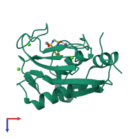 PDB entry 3f1a coloured by chain, top view.