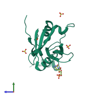 PDB entry 3f1j coloured by chain, side view.