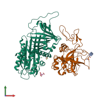 PDB entry 3f1s coloured by chain, front view.