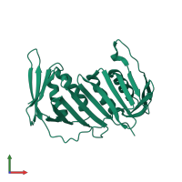 PDB entry 3f1w coloured by chain, front view.