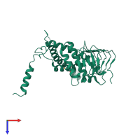 PDB entry 3f1x coloured by chain, top view.