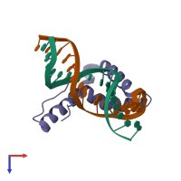 PDB entry 3f27 coloured by chain, top view.