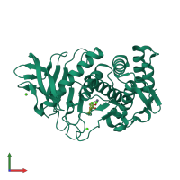 PDB entry 3f28 coloured by chain, front view.
