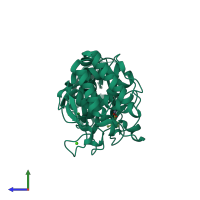 PDB entry 3f28 coloured by chain, side view.