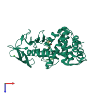 PDB entry 3f28 coloured by chain, top view.