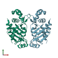 PDB entry 3f2h coloured by chain, front view.