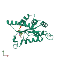 PDB entry 3f2v coloured by chain, front view.