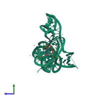 PDB entry 3f2y coloured by chain, side view.