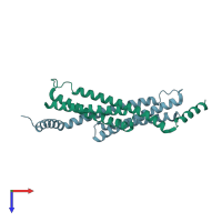 PDB entry 3f31 coloured by chain, top view.