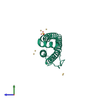 PDB entry 3f32 coloured by chain, side view.