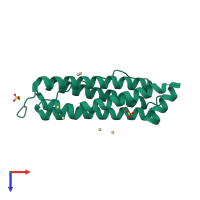 PDB entry 3f32 coloured by chain, top view.