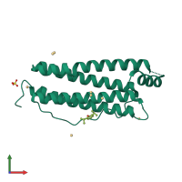 PDB entry 3f33 coloured by chain, front view.
