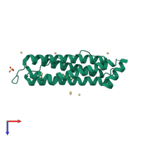 PDB entry 3f33 coloured by chain, top view.