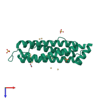 PDB entry 3f34 coloured by chain, top view.