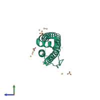 PDB entry 3f37 coloured by chain, side view.